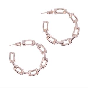 Gold chain hoop‎ earrings